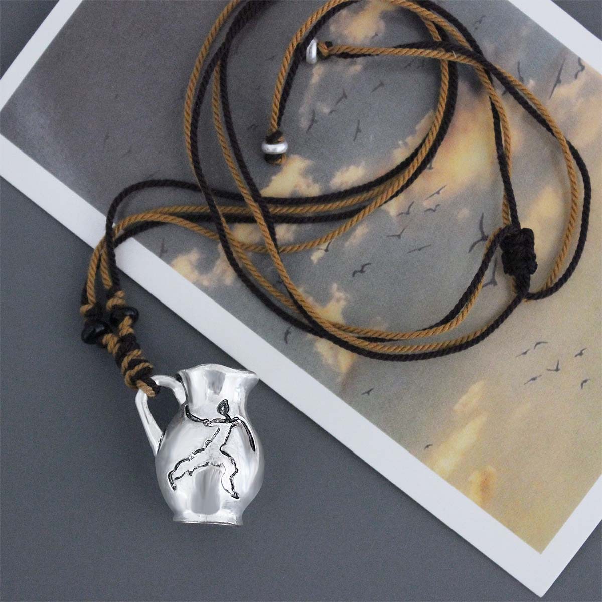 ESN经典系列雕刻酒壶项链 游牧风可小众高级感单耳酒壶编织筐项链详情12
