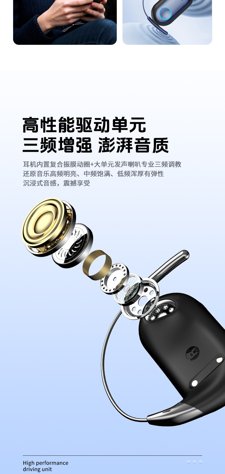 AI translation Bluetooth headphones, simultaneous interpretation ear-hanging headphones, wireless sports, ultra-long battery life pic 5