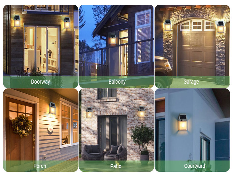 Solar-powered outdoor wall lamps, human-sensing three-mode tungsten filament garden villa courtyard night lights, rainproof led lights pic 14
