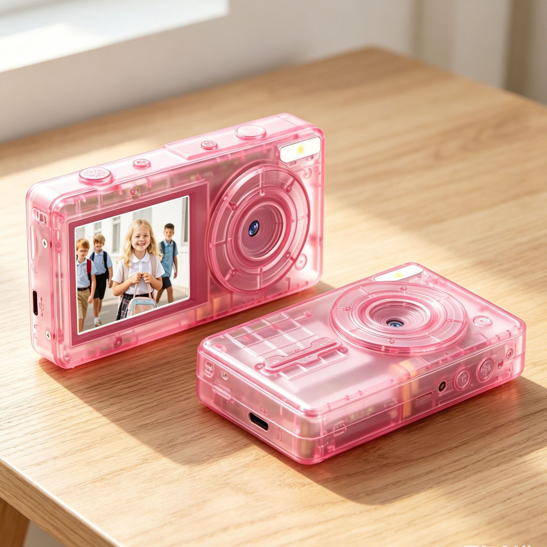 Transparent shell CCD digital camera, thumb camera, AR function, retro camera pic 8