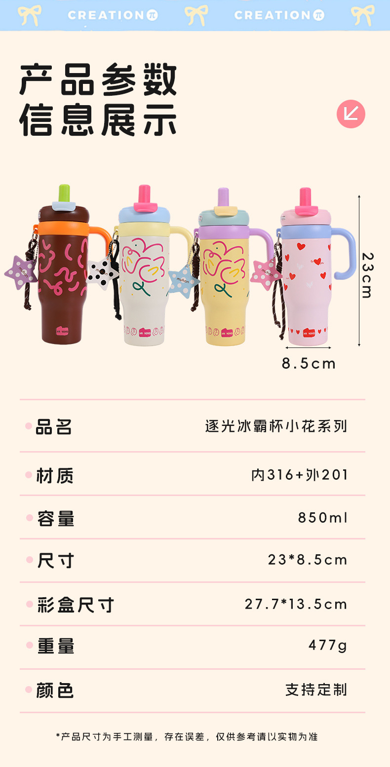 The giant insulated cup with handle, large-capacity double-drinking ice cup, high appearance level, cute water cup, and customizable logo pic 13
