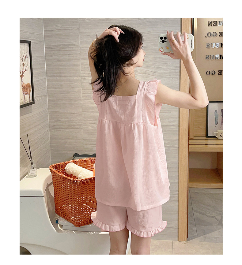 睡衣女夏季云朵棉甜美可爱风短裤吊带带胸垫套头家居服夏款两件套详情21