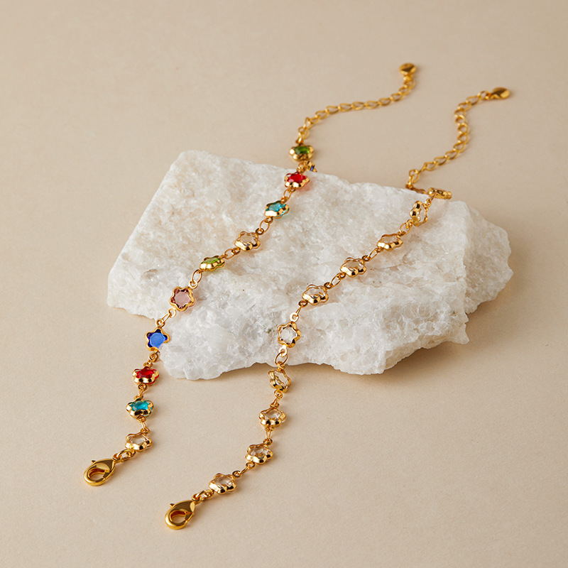 多巴胺手链跨境爱心设计小众几何水滴方形玻璃钻度假风小清新手饰详情25