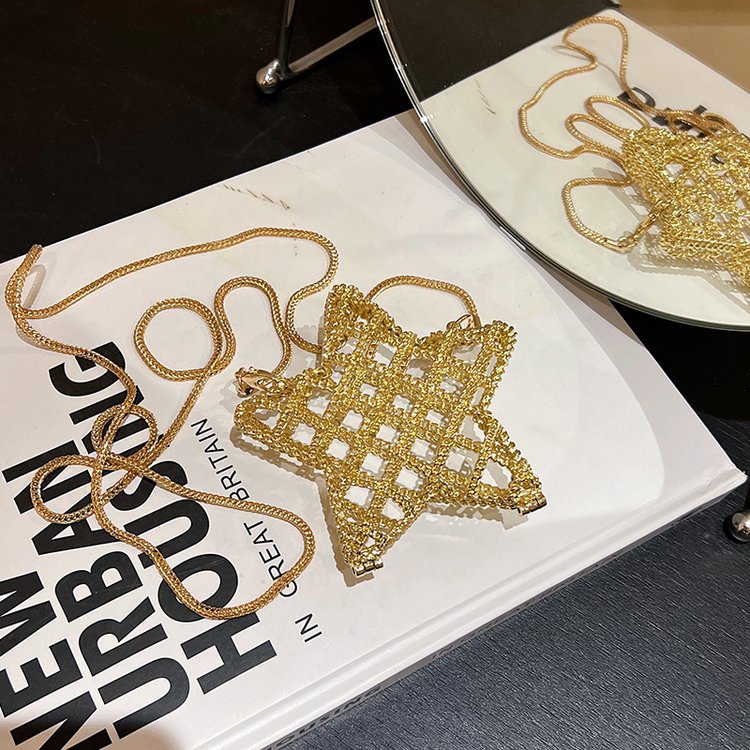 跨境2024夏新款小香风镂空金属星星包晚宴包单肩斜挎气质链条女包详情94