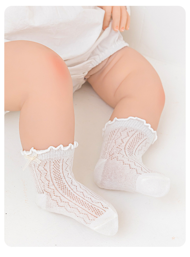 2025春夏婴儿袜子花边网眼中筒袜薄款透气公主袜0-1岁新生宝宝袜子详情16