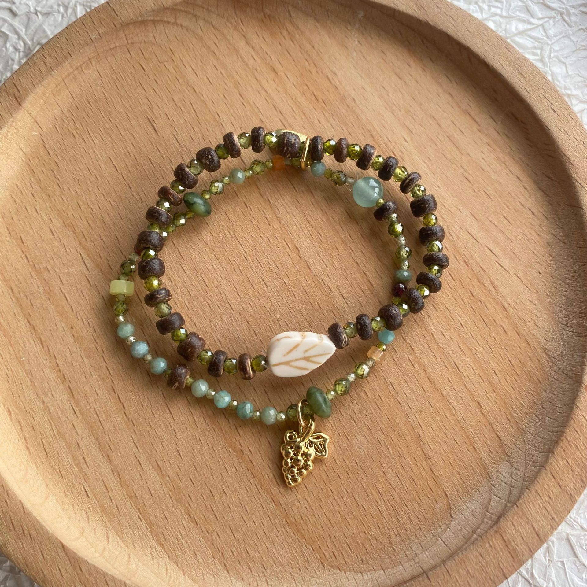 ins椰风葡萄手串多层叠戴天然石串珠双层手链女葡萄园浪漫仲夏夜详情4