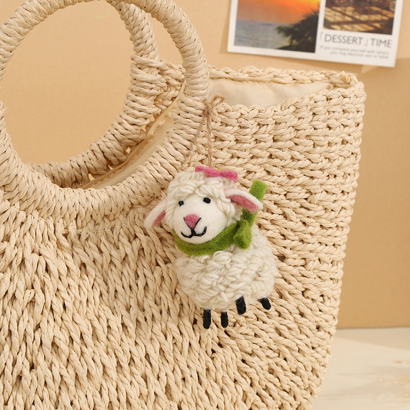 Little sheep handmade wool felt pendant, cute sheep bag pendant, plush car keychain doll gift pic 7