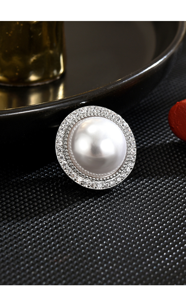 磁吸韩系小香风珍珠圆形胸针高档简化小众款百搭气质配饰女详情7