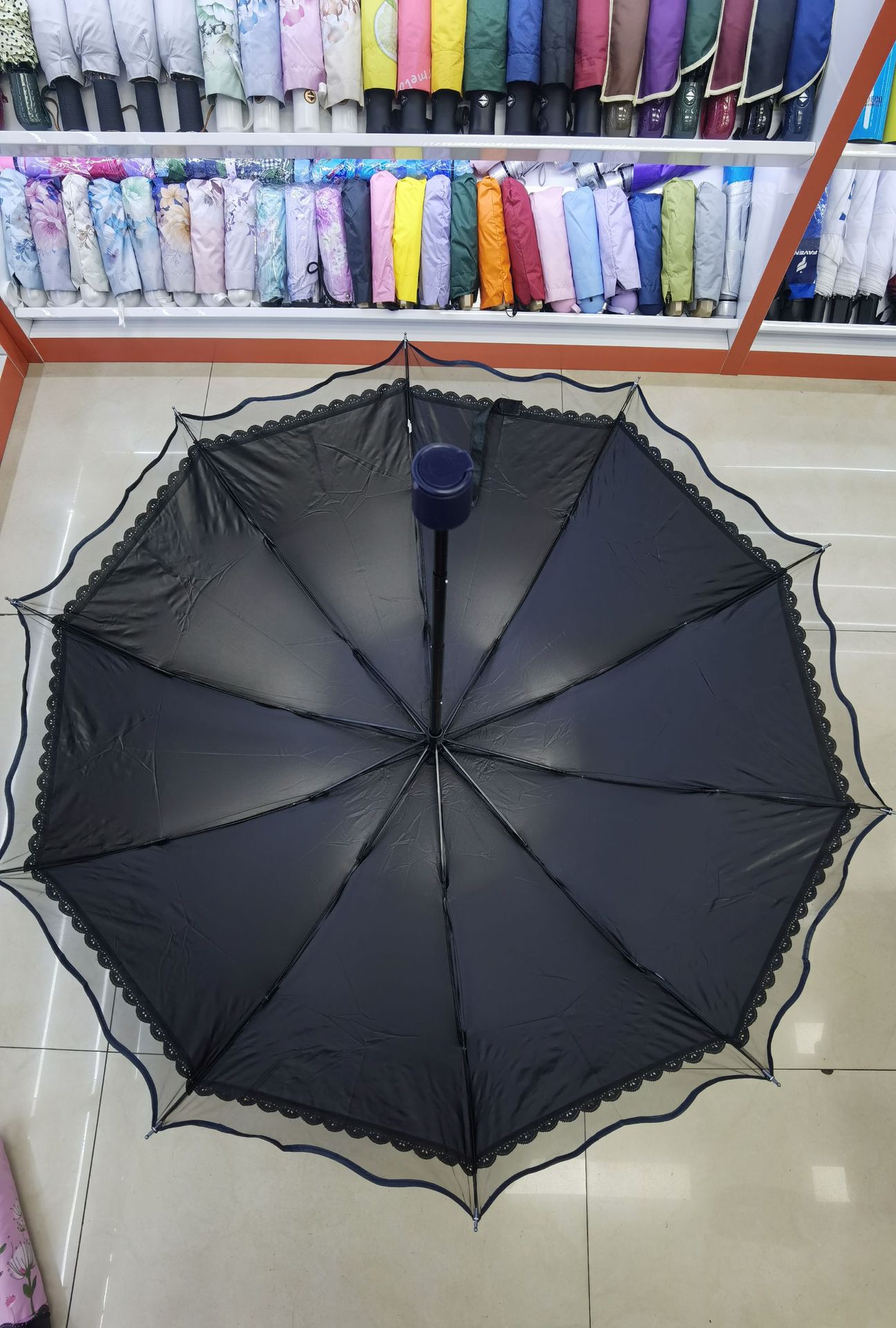 Retro lace-trimmed folding umbrella, all-weather sun umbrella, high appearance level for girls, UV-resistant umbrella pic 2
