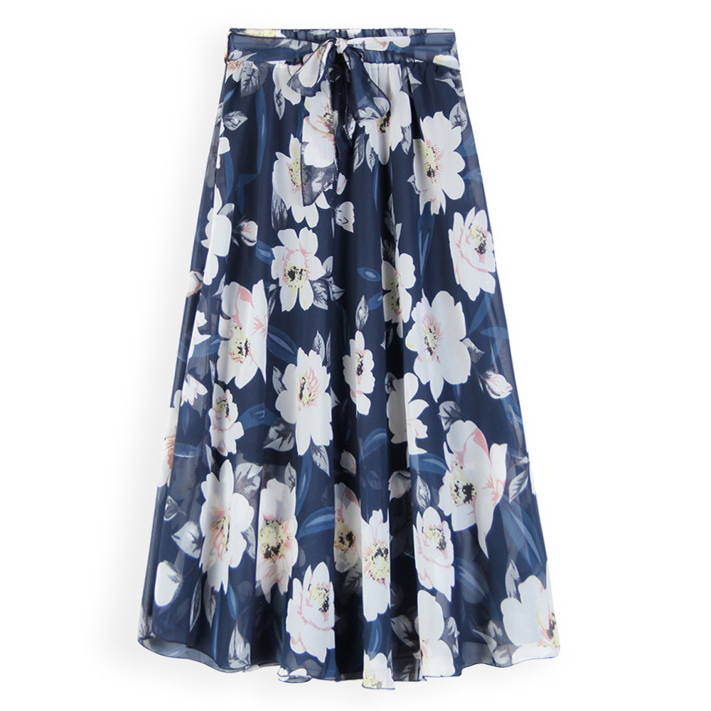 2025 Summer European and American floral large skirt, chiffon skirt, A-line skirt, versatile and fashionable dress JR2221 pic 8