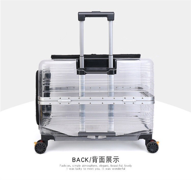Large dog pet trolley case, large-capacity outboard case, portable fully transparent pet aviation case, cat takeout case pic 19