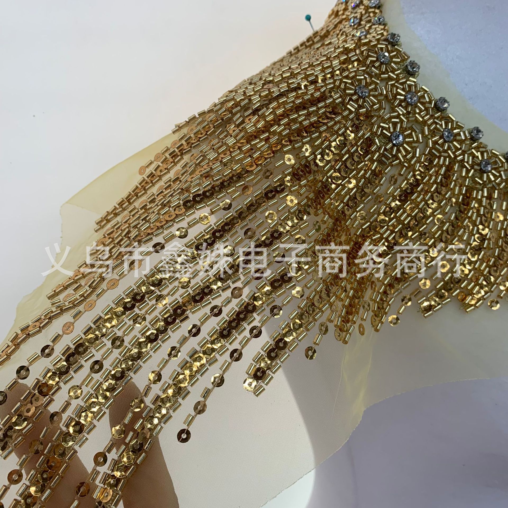 Exquisitely crafted high-quality silver round-neck beaded applique DIY clothing accessories pic 10