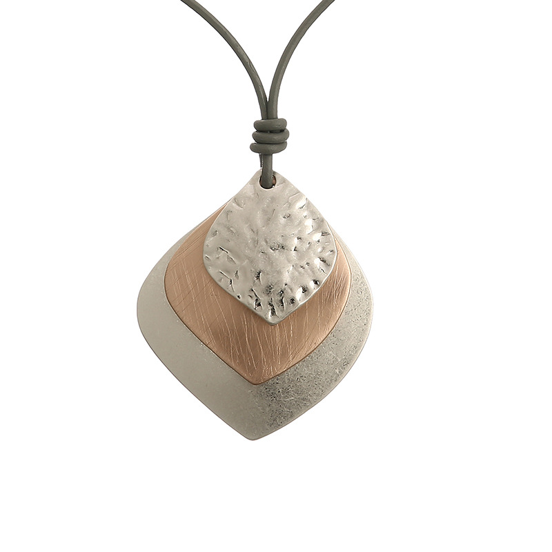 跨境饰品亚马逊爆款热卖项链欧美风时尚几何金属女混色长款毛衣链详情7