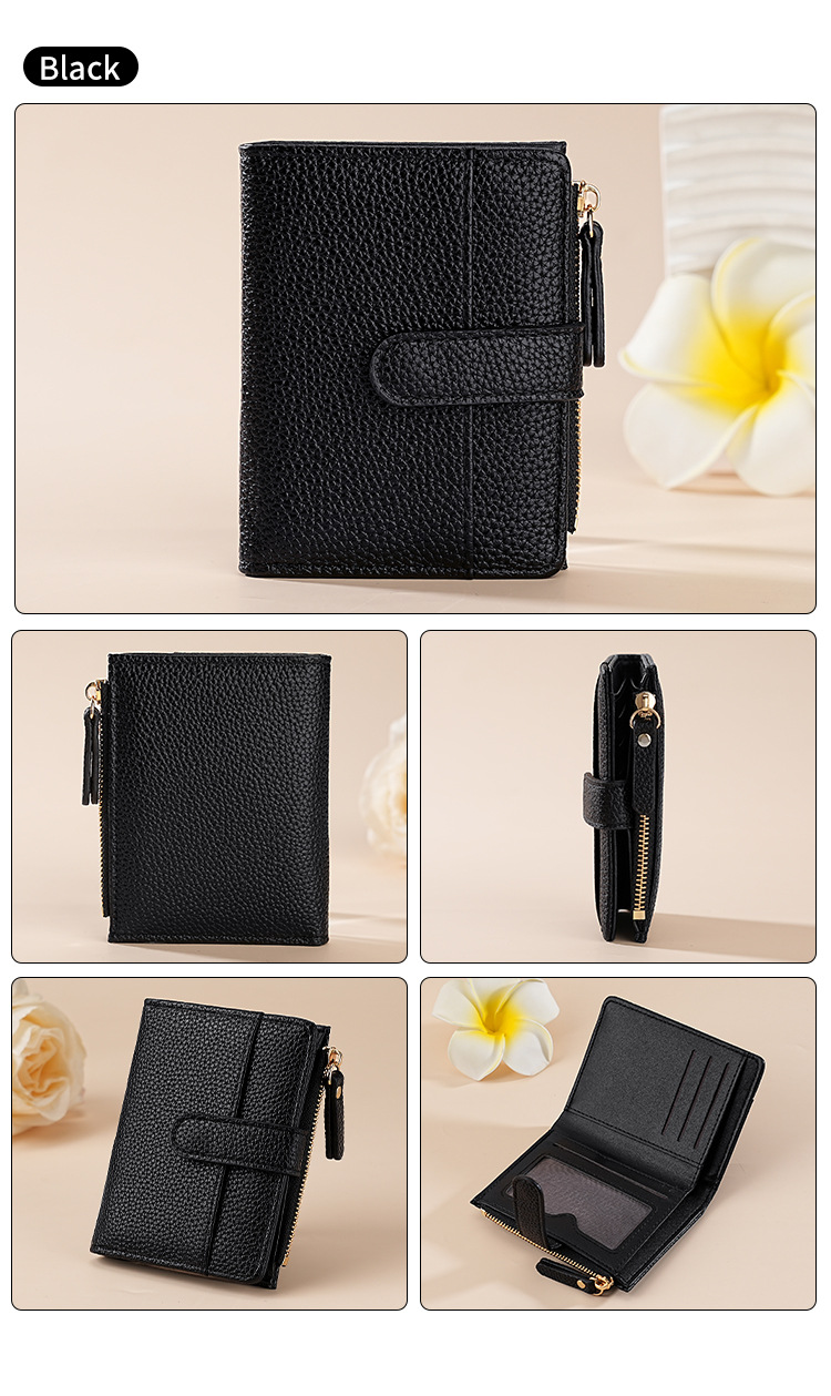 新款女士钱包短款跨境时尚卡包女高级感气质两折多卡位拉链零钱包详情14