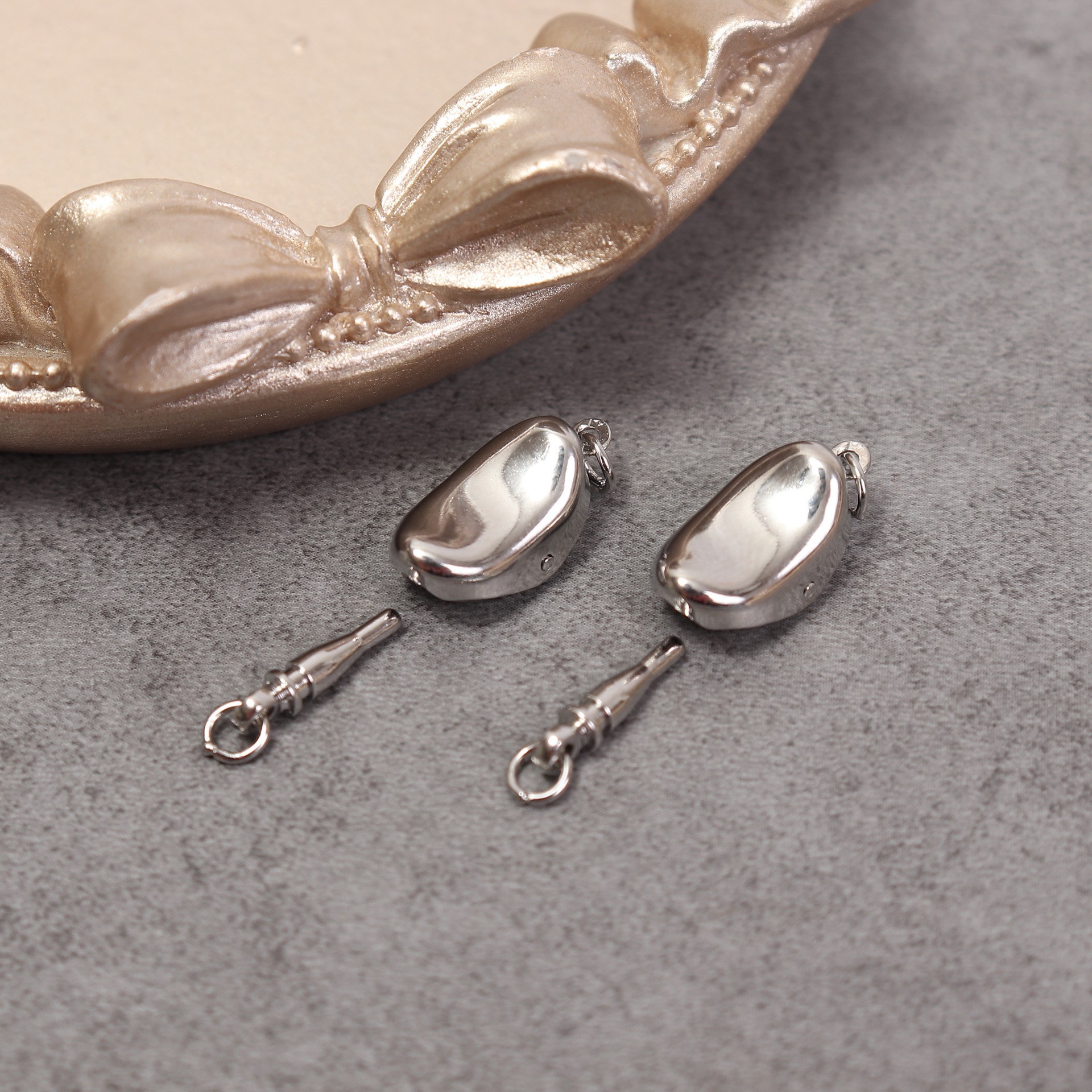 仿金保色金插片插棒扣项链连接扣diy铜元宝扣子扣头珍珠接头扣DIY详情10