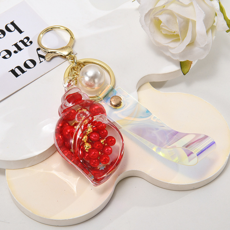 流沙瓶热卖创意个性海边珍珠小海螺钥匙扣亚克力汽车包包挂件挂饰详情6