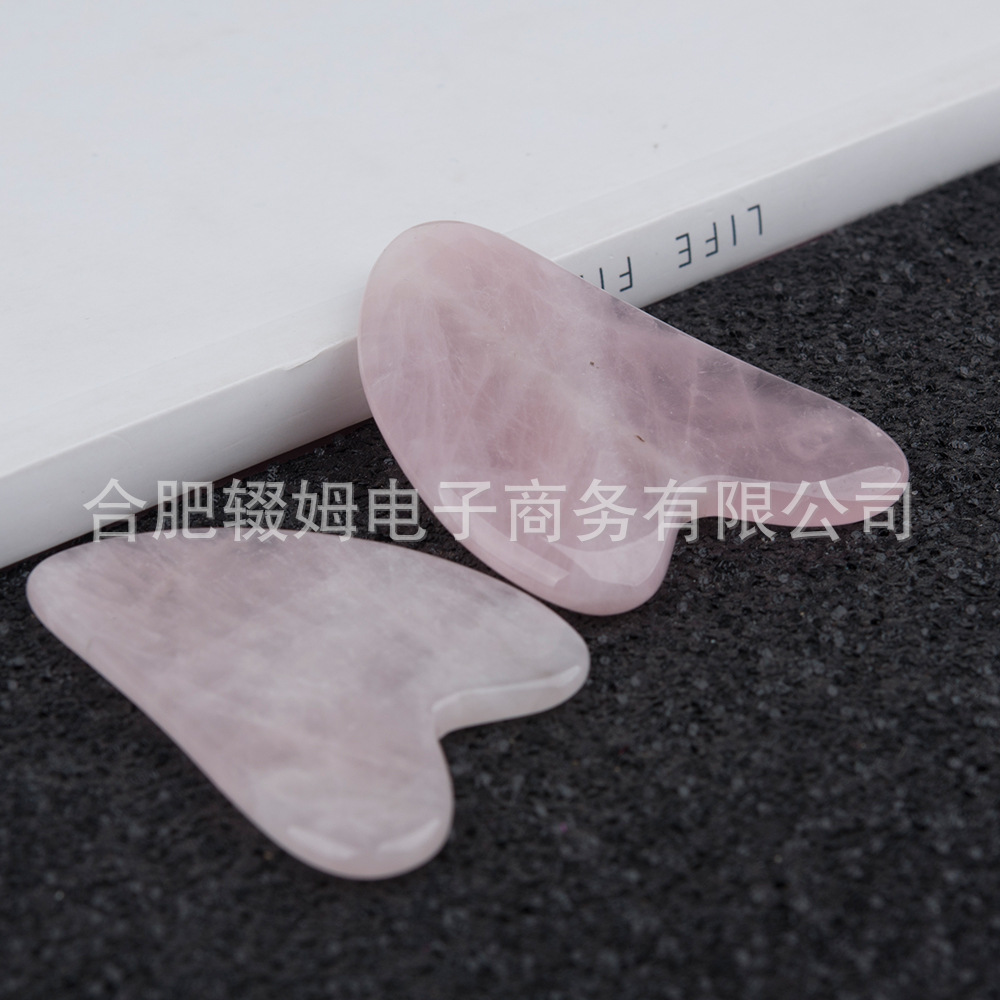 粉晶刮痧板心形刮痧按摩器美容面部脸部天然玉石手指粉水晶刮痧片详情11