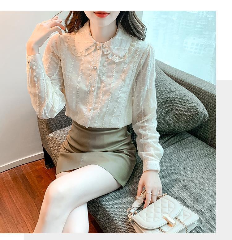 洋气蕾丝雪纺衫女长袖2025秋冬新款加绒加厚打底衫木耳边翻领衬衫详情19