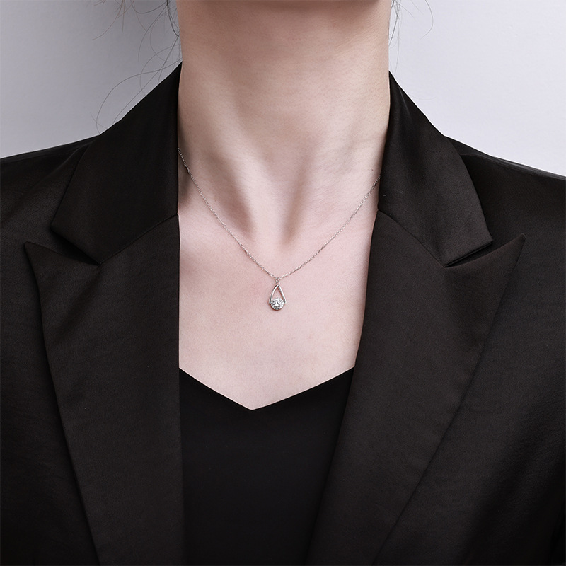 925纯银水滴项链装饰轻奢小众锁骨颈链冷淡风气质吊坠饰品锁骨链详情6