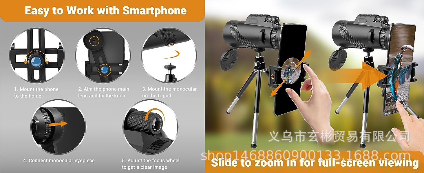 Source factory 10x42 and other mobile phone binoculars 40X60 high-power high-definition outdoor low-light night vision monocular binoculars pic 4