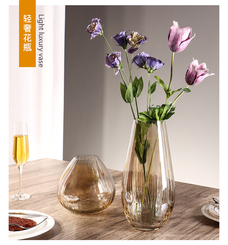 莱克斯无铅水晶大号花瓶欧式简约风透明高透客厅水培干花装饰摆件详情17