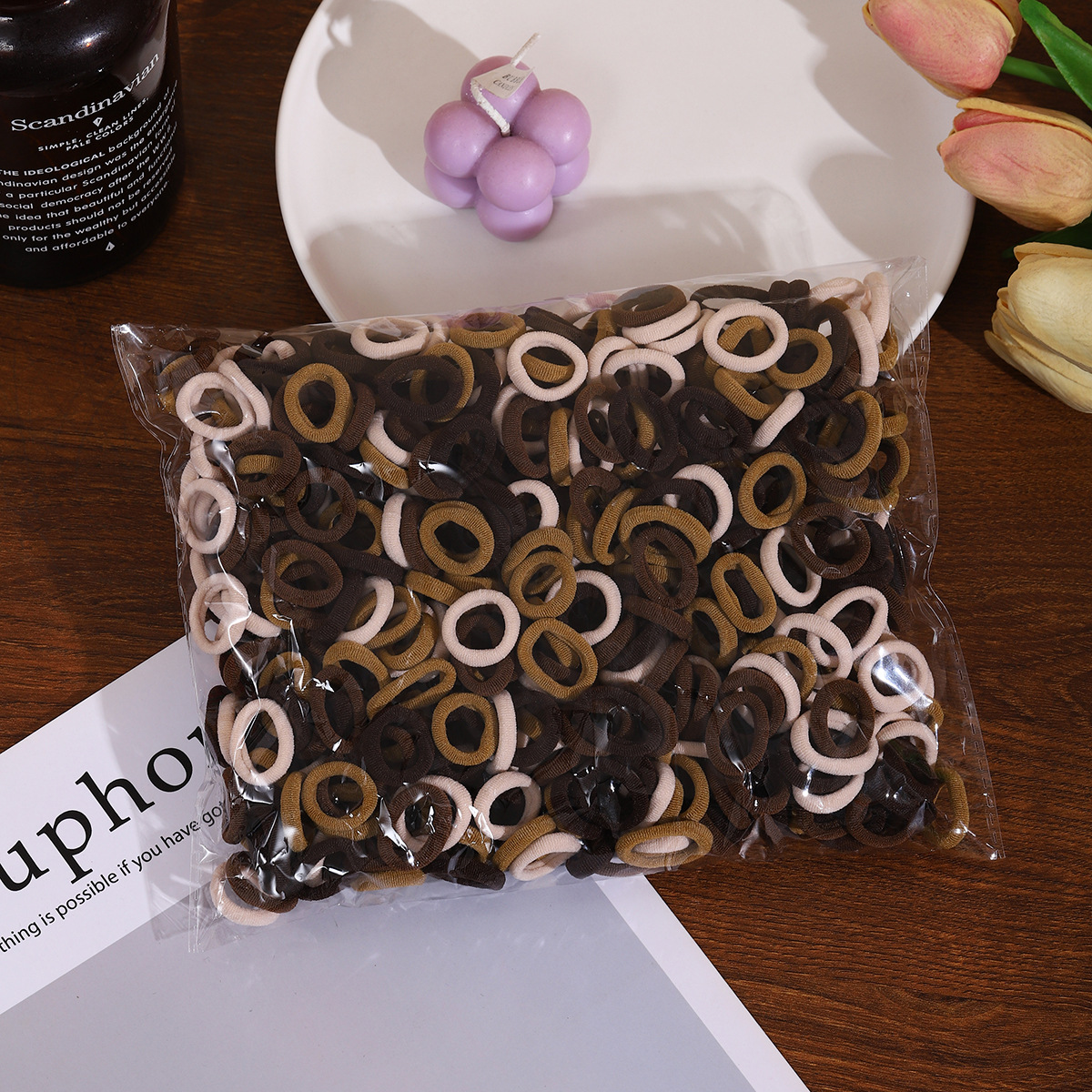 儿童不伤发毛巾圈500根装高弹力皮筋拇指橡皮筋头绳宝宝女童发圈详情22