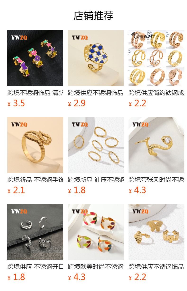 跨境不锈钢饰品清新甜美彩色笑脸花朵开口可调节钛钢戒指女手饰详情1