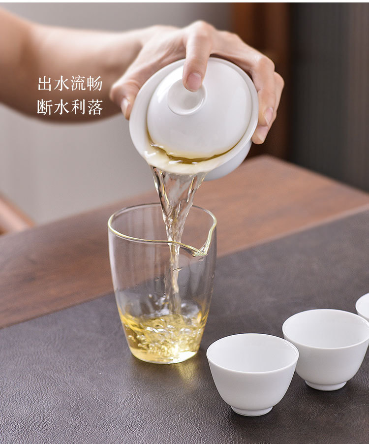 Travel tea set, portable Dehua white porcelain Gongfu tea set, business trip express cup, gift tea cup, can be printed with logo pic 7