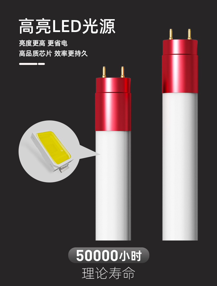 信华定制单管高光效节能T8LED灯管1米2超亮日光灯管光管全套一体详情6