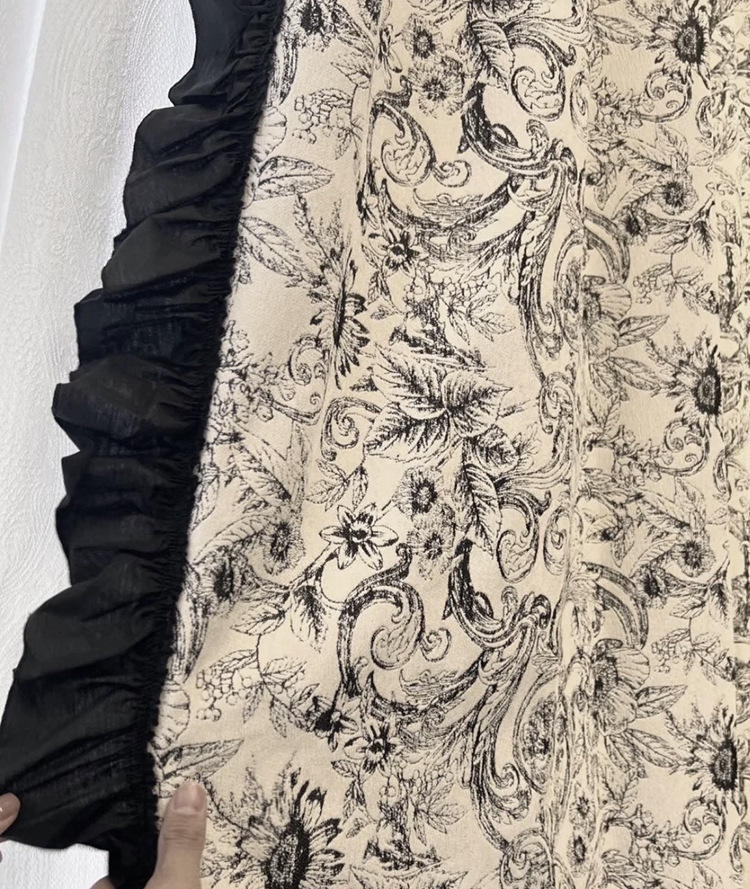 Finished product of French retro Chenille jacquard black and white American Rococo lace blackout bedroom and living room bay window pic 5