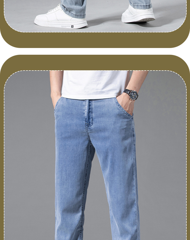 抖音爆款春夏冰丝凉感牛仔裤男宽松直筒长裤新塘高端天丝阔腿裤薄详情20