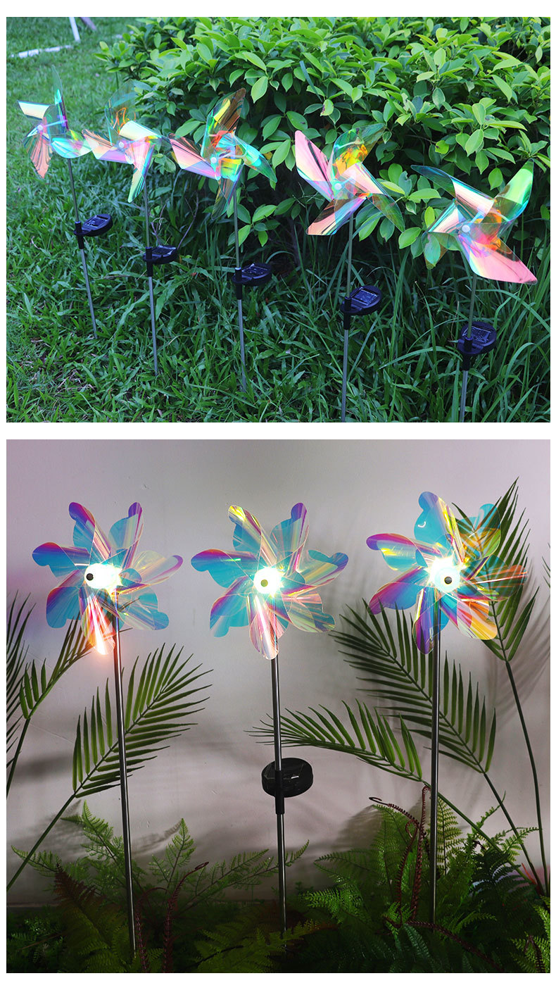 跨境新款风吹转动太阳能风车插地灯 led户外花园装饰草坪灯景观灯详情13