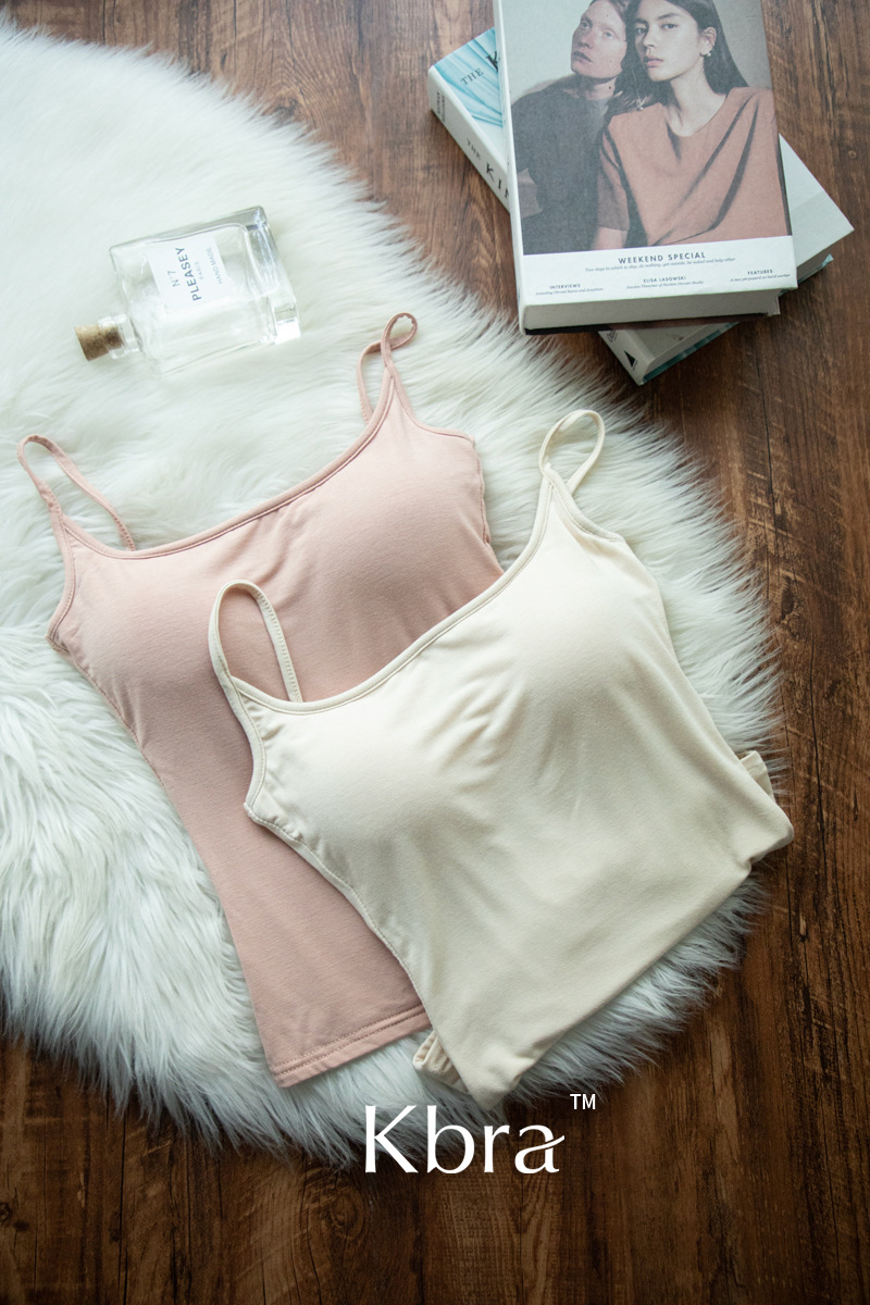 Kbra漫画胸吊带夏季带胸垫背心女小胸外扩显大打底上衣内搭外穿详情22