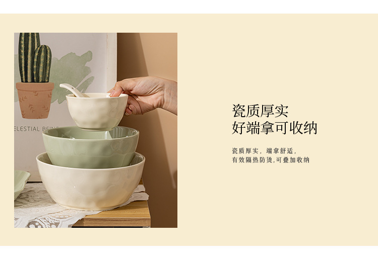 Ceramic bowls, light luxury, high appearance level, ins cream style household rice bowls, vegetable plates, tableware set wholesale pic 4