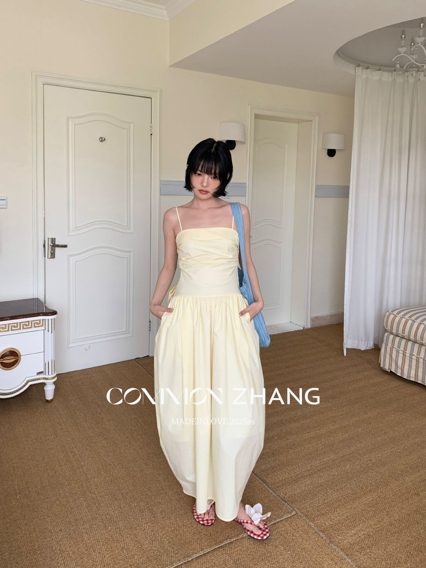 CZ ZHANG Summer Multi-color mint Mamba style lace-up waist-cinching and slimming halter flower bud dress for women B26925 pic 15