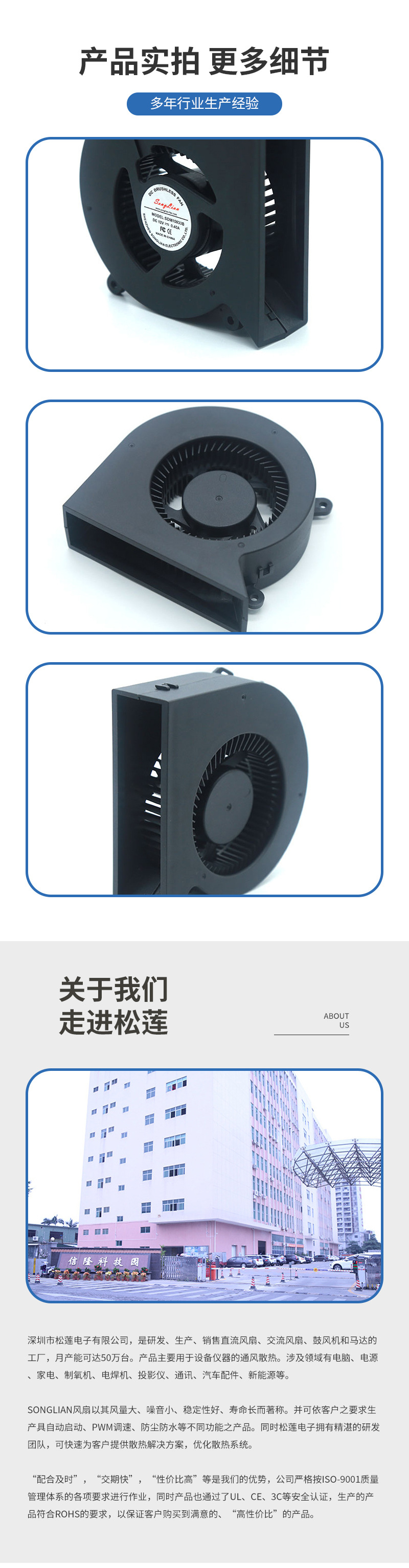 厂家直销10033黑色PBT材质投影机专用散热风机低噪音大风量鼓风机详情3