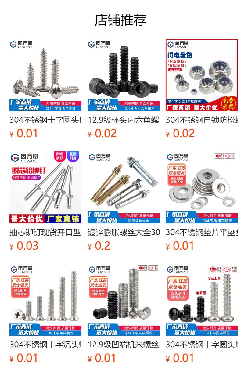 镀彩锌内外牙螺母M8小包装螺丝防锈耐用高品质详情1