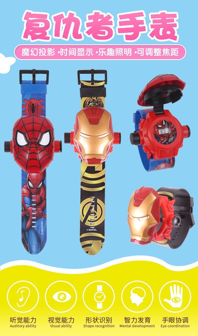 跨境卡通儿童电子手表翻盖投影奥特蜘蛛侠三丽鸥库洛米礼品玩具详情16
