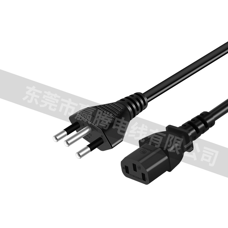 Brazilian three-pin tail power cord 3*0.75 square Brazilian plug power cord extension cord C13 manufacturer pic 5