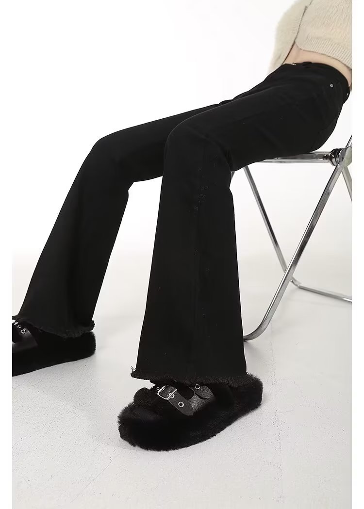 高腰显瘦微喇叭牛仔裤女2023年春秋季新款韩版时尚毛边马蹄裤子潮详情8