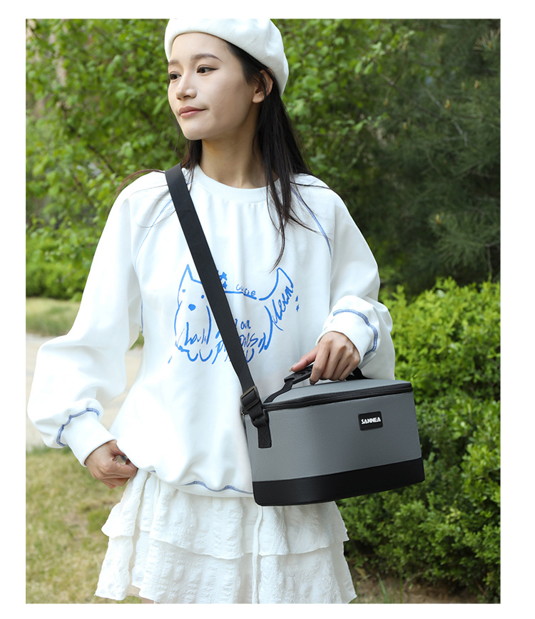 Wholesale aluminum foil lunch bags, waterproof ice packs, hand-held lunch box bags, thickened striped bento bags, insulated bags, cross-border pic 28