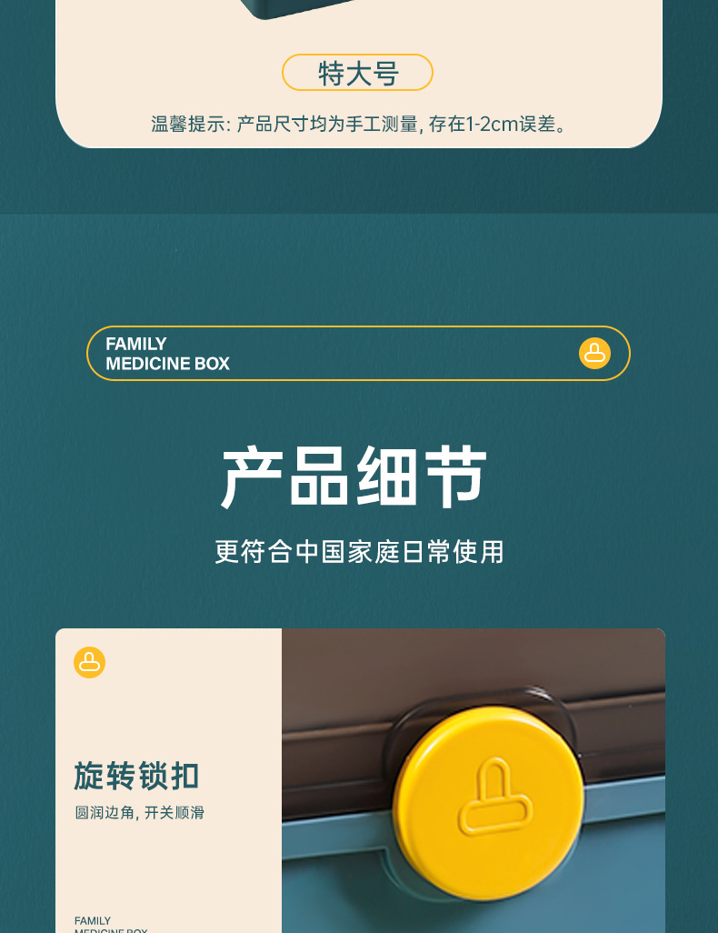 家用药箱家庭装大容量多层医药箱全套药品收纳箱药物收纳盒医疗箱详情13