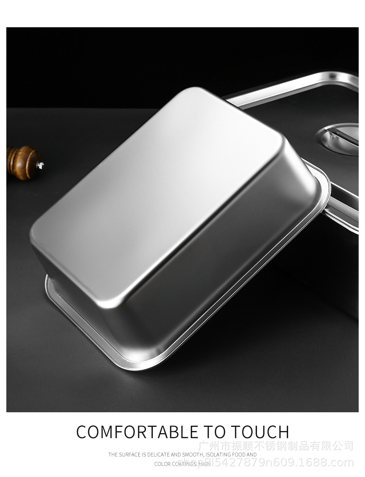 带盖不锈钢盆方盘加高平底盘子长方形盒子托盘商用深盘方盆方盘详情14