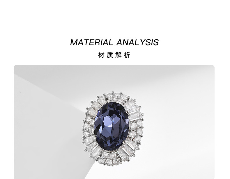 欧式简约时尚宝石蓝椭圆磁吸扣优雅百搭高贵气质几何服装胸花配饰详情16