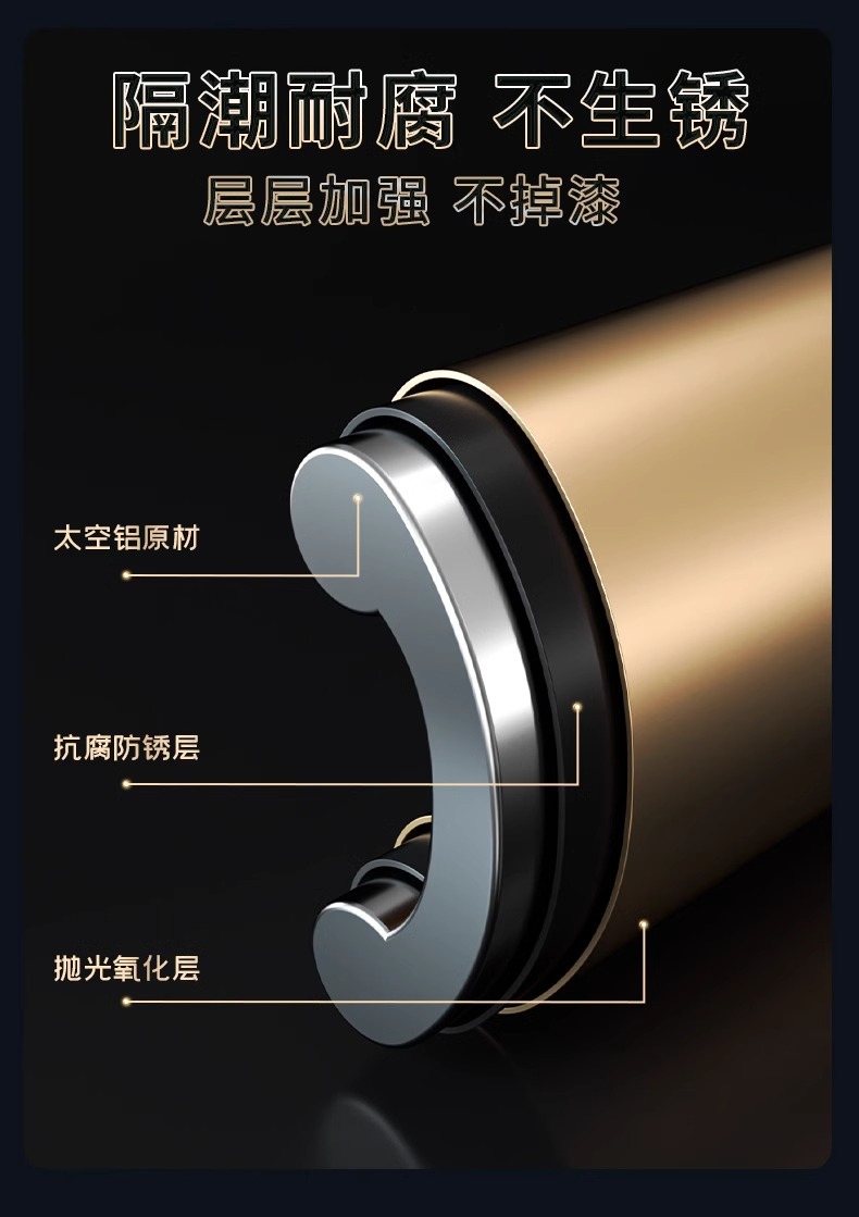 太空铝合金衣架家用挂衣无痕加厚高端不锈钢衣挂轻奢高级金色衣撑详情7