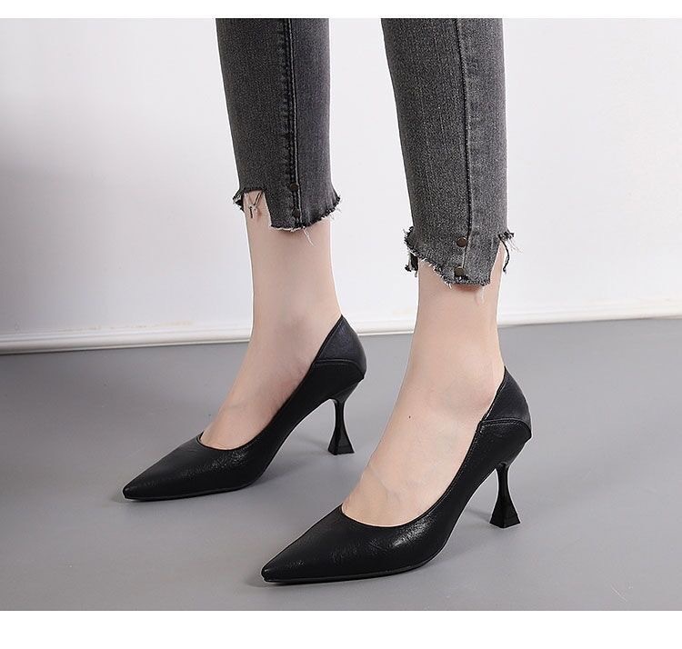 高跟鞋2024韩版浅口职业工作鞋两穿细跟尖头春秋季百搭单鞋女潮详情28