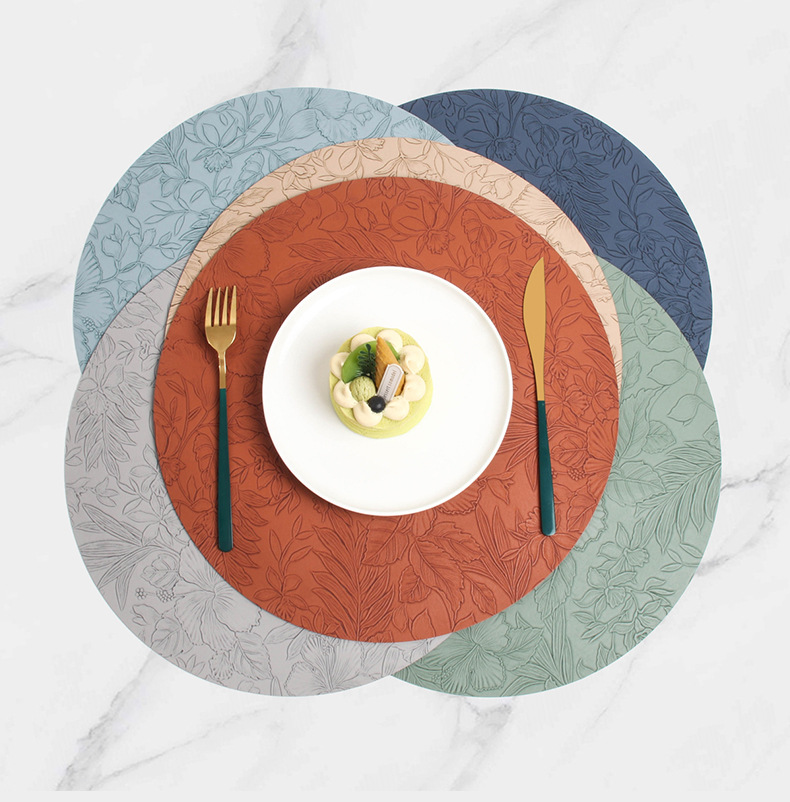 跨境placemat防滑皮革餐垫圆形酒店家居餐桌隔热餐垫子餐桌高级感详情27