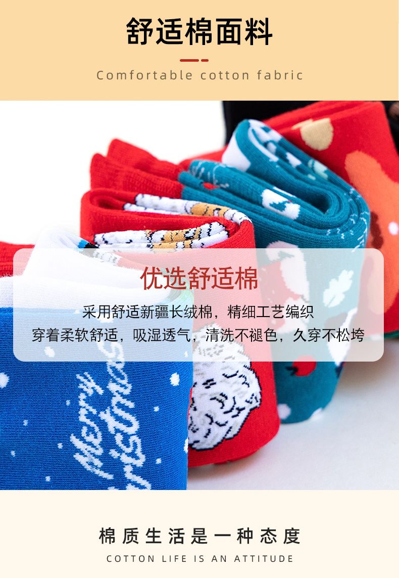 4 pairs of Christmas sock gift box set, European and American cross-border Santa Claus Snowman cartoon cotton socks, wholesale Christmas socks pic 18