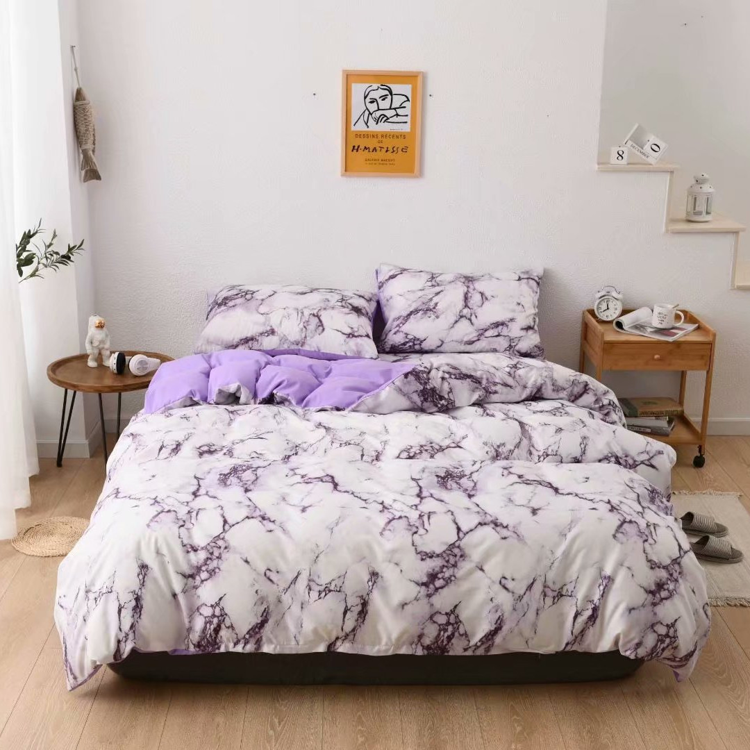Amazon AliExpress wish Bedding: Marble-patterned solid plain quilt cover and bed sheet set of three or four pieces pic 11