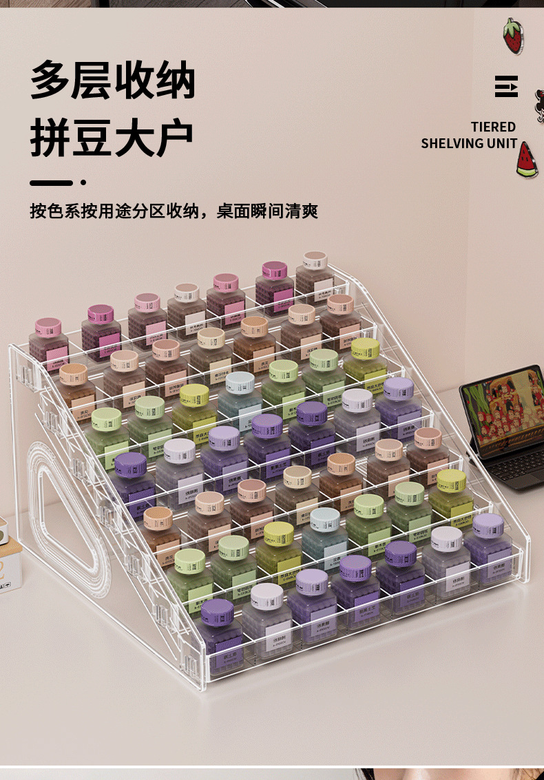 美甲收纳盒多层透明指甲油展示架居家日用口红化妆品甲油胶置物架详情7